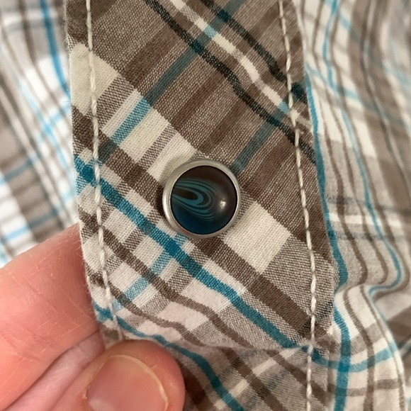 Wrangler Mens Plaid Short Sleeve Pearl Snap Button Down Shirt Size XXL - Picture 3 of 4